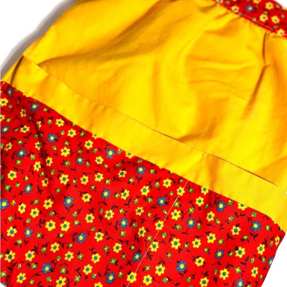 Vintage Apron, Mod, Floral, Yellow, Handmade, Kitchen